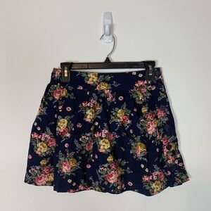 Forever 21 Navy Floral Flouncy Mini Skirt